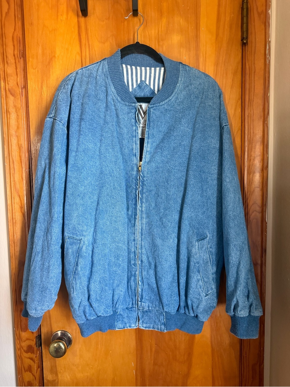 Venezia Light Blue Denim Bomber Jacket